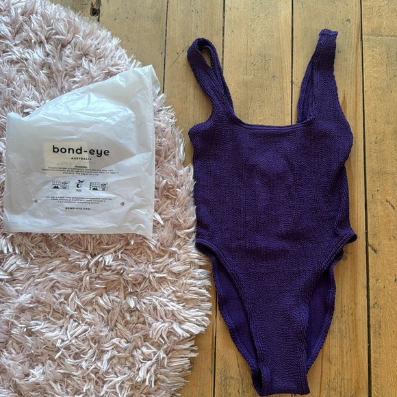 Bound By Bond Eye Swimwear Madison One Piece Purple Dahlia Shimmer NEW Crinkle - Picture 3 of 6